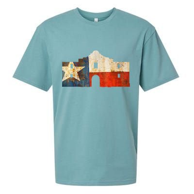 Texas Alamo Wrapped In A Rustic Texas Flag Sueded Cloud Jersey T-Shirt