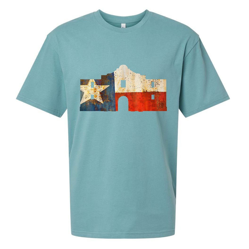 Texas Alamo Wrapped In A Rustic Texas Flag Sueded Cloud Jersey T-Shirt