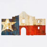 Texas Alamo Wrapped In A Rustic Texas Flag Garment-Dyed Sweatshirt
