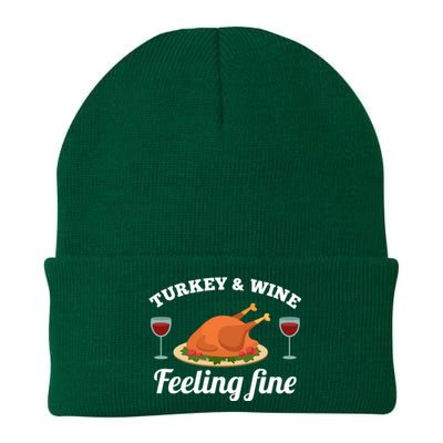 Turkey And Wine Feeling Fine Thanksgiving Gift Cute Gift Knit Cap Winter Beanie