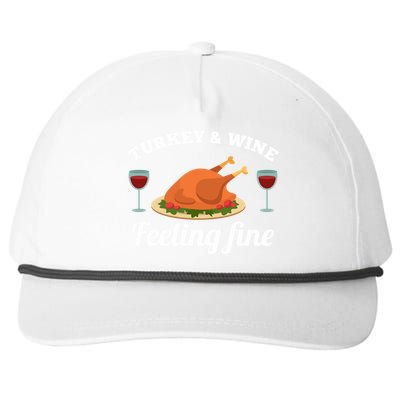 Turkey And Wine Feeling Fine Thanksgiving Gift Cute Gift Snapback Five-Panel Rope Hat