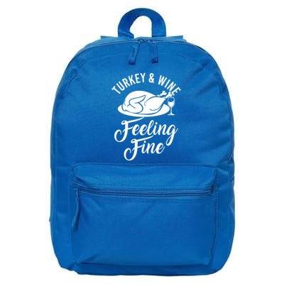 Turkey And Wine Feeling Fine Thanksgiving Gift 16 in Basic Backpack