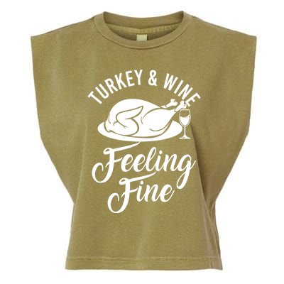 Turkey And Wine Feeling Fine Thanksgiving Gift Garment-Dyed Women's Muscle Tee