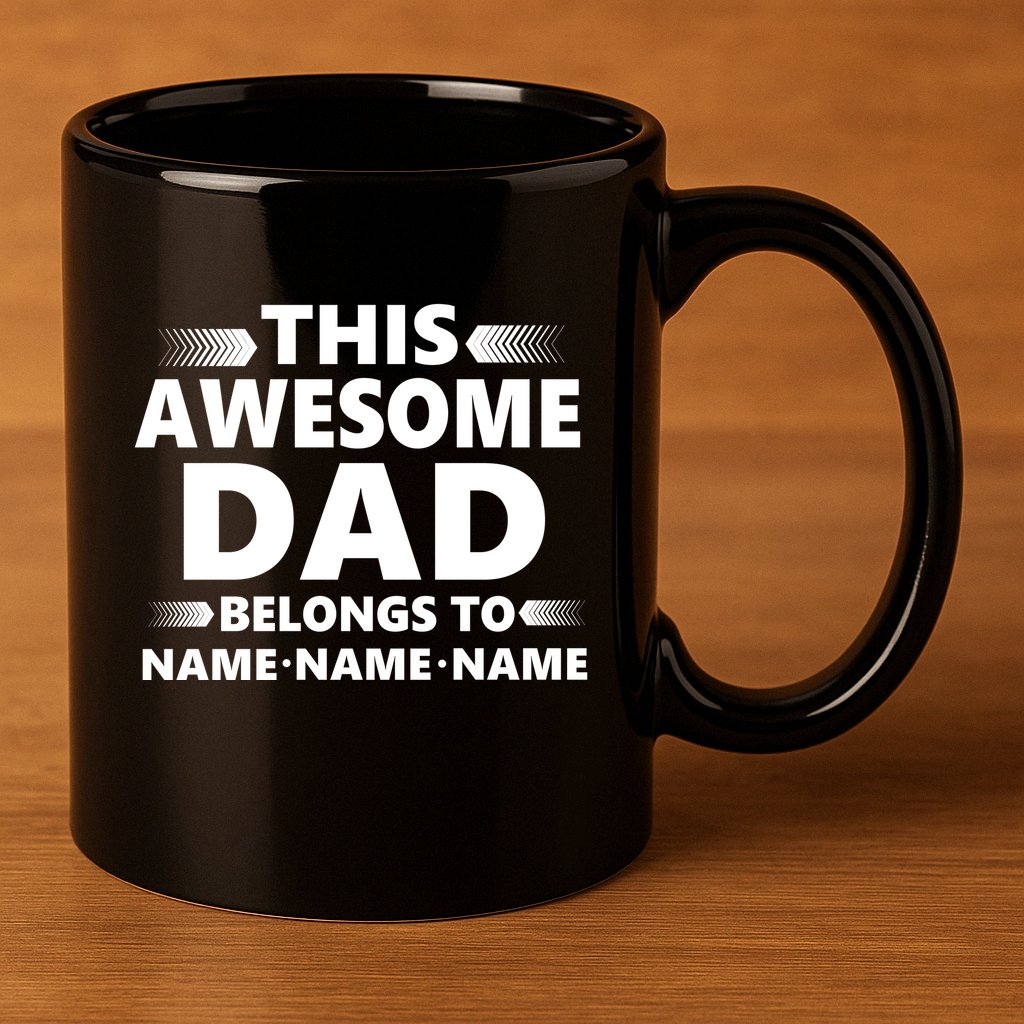 This Awesome Dad Belongs To Personalized Design 11oz C Handle Ceramic Mug