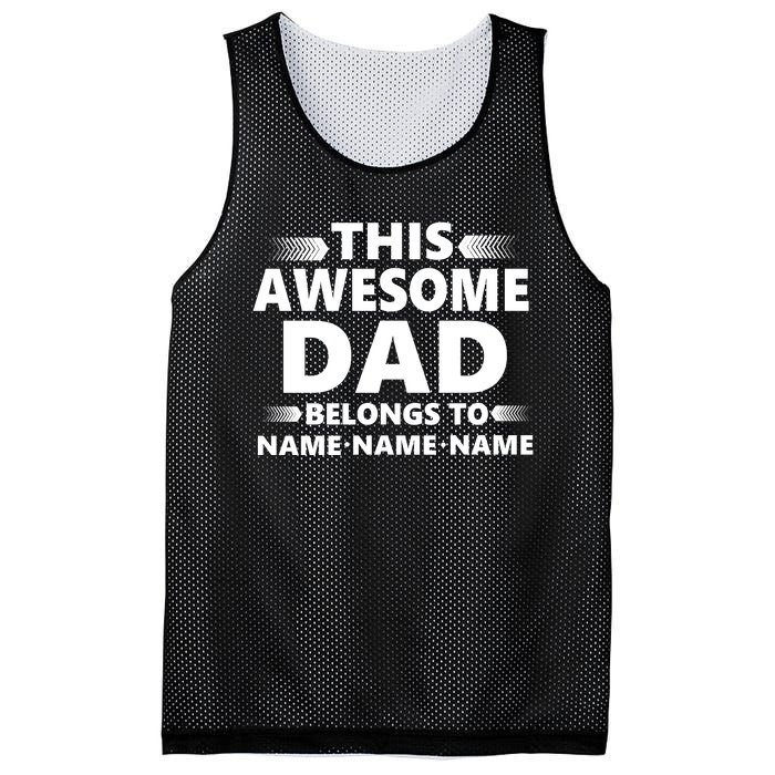 This Awesome Dad Belongs To Personalized Design Mesh Reversible Basketball Jersey Tank