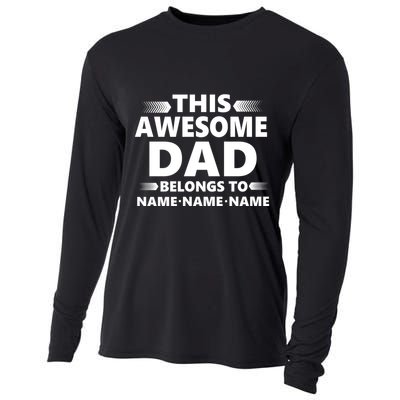 This Awesome Dad Belongs To Personalized Design Cooling Performance Long Sleeve Crew