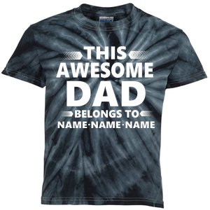 This Awesome Dad Belongs To Personalized Design Kids Tie-Dye T-Shirt