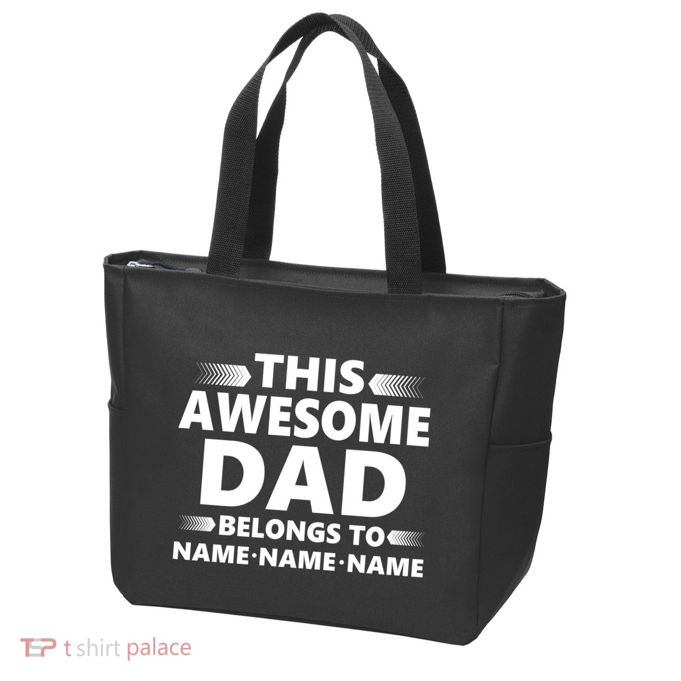 This Awesome Dad Belongs To Personalized Design Zip Tote Bag