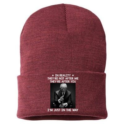 They're After You I'm Just In The Way Trump 2024 Sustainable Knit Beanie