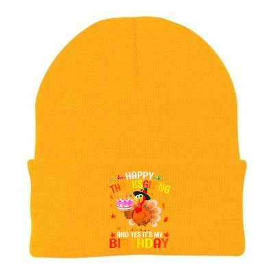 Thanksgiving And Yes It's My Birthday Cute Turkey Knit Cap Winter Beanie