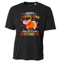 Thanksgiving And Yes It's My Birthday Cute Turkey Cooling Performance Crew T-Shirt