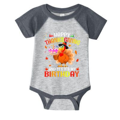 Thanksgiving And Yes It's My Birthday Cute Turkey Infant Baby Jersey Bodysuit