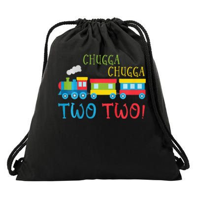 Train Birthday 2nd Choo Choo I'm Two 2 Year Old Drawstring Bag