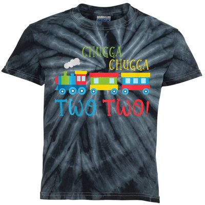 Train Birthday 2nd Choo Choo I'm Two 2 Year Old Kids Tie-Dye T-Shirt