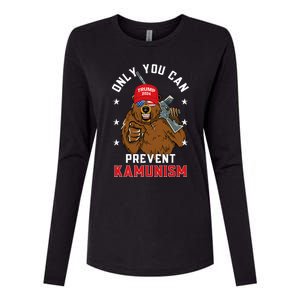 Trump Bearmaga 2024 Only You Can Prevent Kamunism Womens Cotton Relaxed Long Sleeve T-Shirt