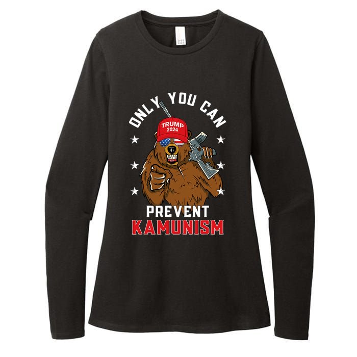 Trump Bearmaga 2024 Only You Can Prevent Kamunism Womens CVC Long Sleeve Shirt