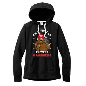 Trump Bearmaga 2024 Only You Can Prevent Kamunism Women's Fleece Hoodie