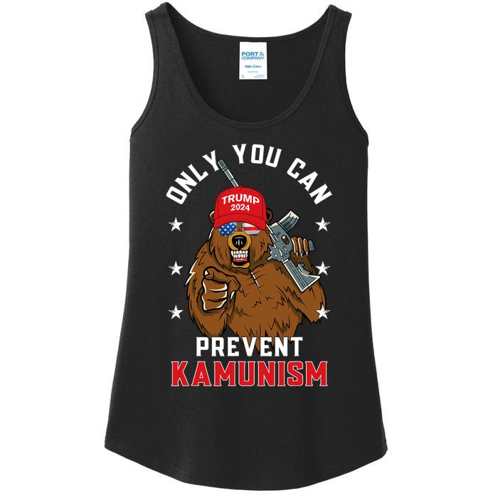 Trump Bearmaga 2024 Only You Can Prevent Kamunism Ladies Essential Tank