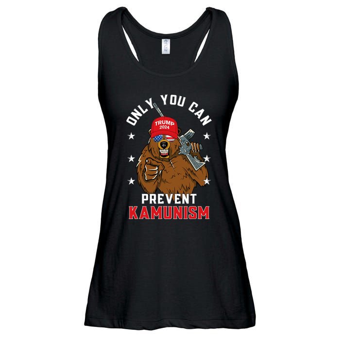 Trump Bearmaga 2024 Only You Can Prevent Kamunism Ladies Essential Flowy Tank