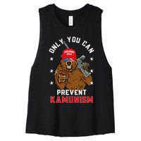 Trump Bearmaga 2024 Only You Can Prevent Kamunism Women's Racerback Cropped Tank