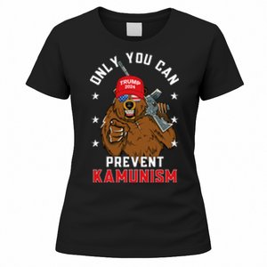 Trump Bearmaga 2024 Only You Can Prevent Kamunism Women's T-Shirt