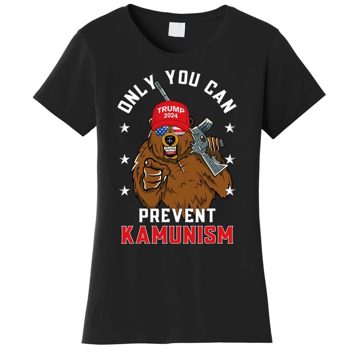 Trump Bearmaga 2024 Only You Can Prevent Kamunism Women's T-Shirt