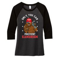 Trump Bearmaga 2024 Only You Can Prevent Kamunism Women's Tri-Blend 3/4-Sleeve Raglan Shirt