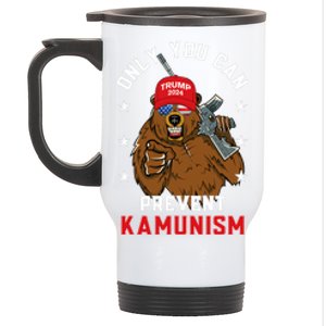 Trump Bearmaga 2024 Only You Can Prevent Kamunism Stainless Steel Travel Mug