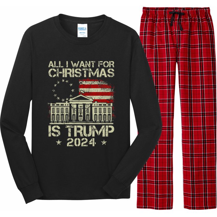 Trump Back 2024 All I Want For Christmas Is A New President Long Sleeve Pajama Set