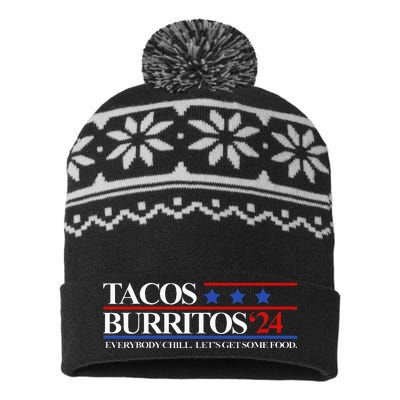 Tacos Burritos 2024 Everybody Chill LetS Get Some Food USA-Made Snowflake Beanie