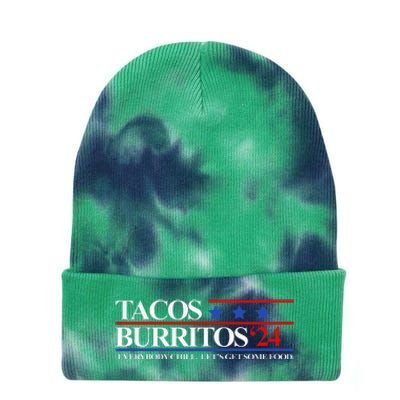 Tacos Burritos 2024 Everybody Chill LetS Get Some Food Tie Dye 12in Knit Beanie