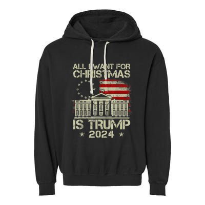 Trump Back 2024 All I Want For Christmas Is A New President Garment-Dyed Fleece Hoodie