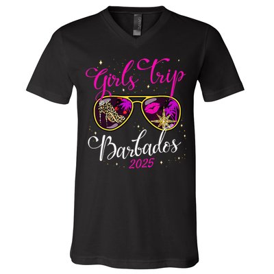Trip Barbados 2025 Weekend Vacation Birthday Squad V-Neck T-Shirt