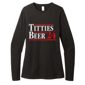 Titties Beer 2024 Parody Retro Election Campaign Womens CVC Long Sleeve Shirt