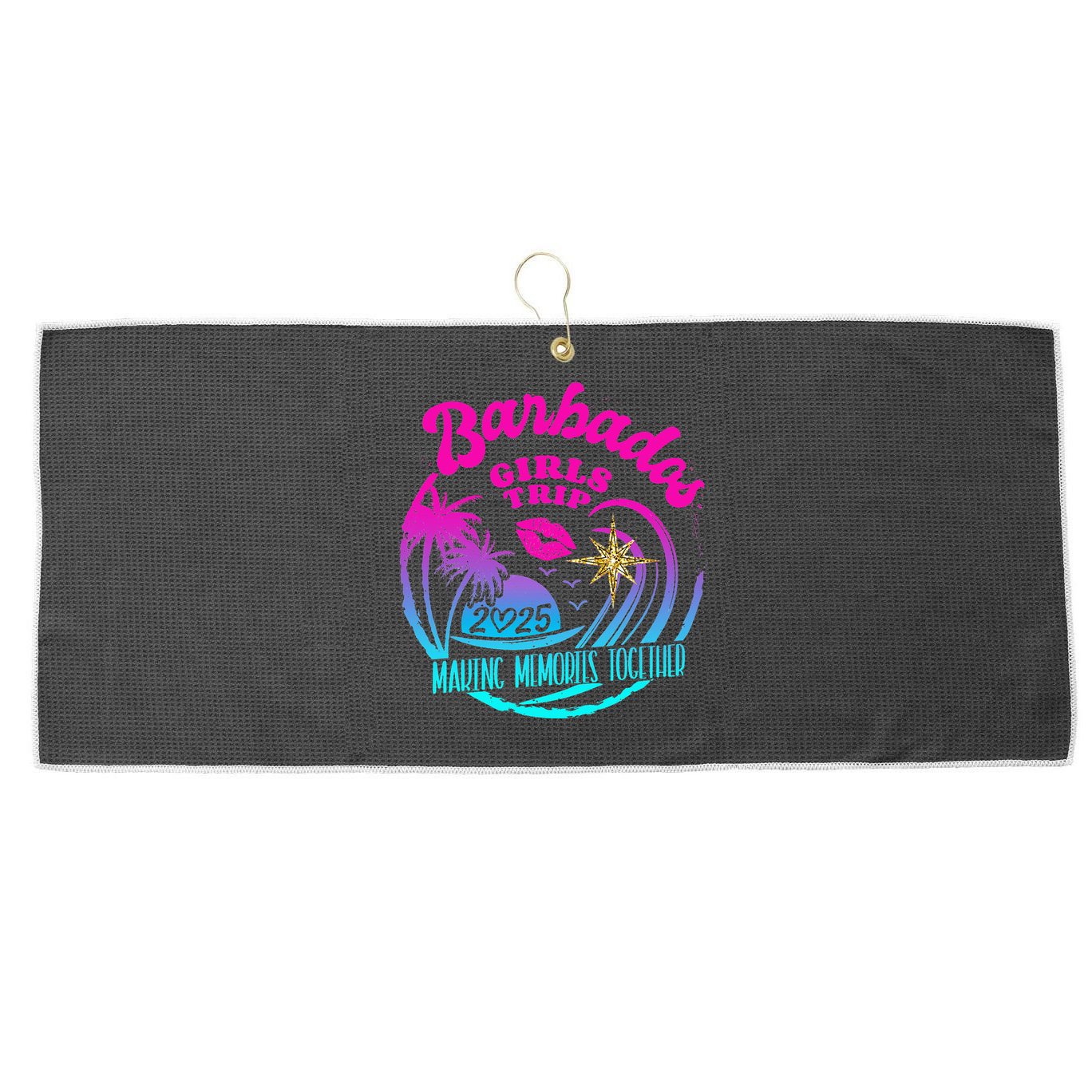 Trip Barbados 2025 Weekend Vacation Birthday Squad Large Microfiber Waffle Golf Towel