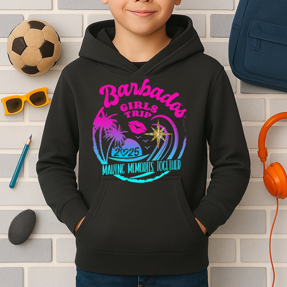 Trip Barbados 2025 Weekend Vacation Birthday Squad Kids Hoodie