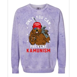 Trump Bearmaga 2024 Only You Can Prevent Kamunism Colorblast Crewneck Sweatshirt