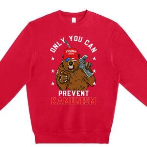 Trump Bearmaga 2024 Only You Can Prevent Kamunism Premium Crewneck Sweatshirt