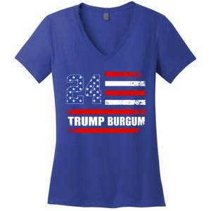 Trump Burgum 2024 Donald Trump 2024 President Doug Burgum Gift Women's V-Neck T-Shirt