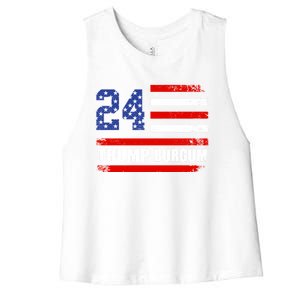 Trump Burgum 2024 Donald Trump 2024 President Doug Burgum Gift Women's Racerback Cropped Tank