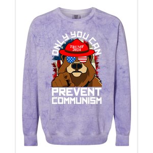 Trump Bear 45 47 MAGA 2024 Only You Can Prevent Communism Colorblast Crewneck Sweatshirt