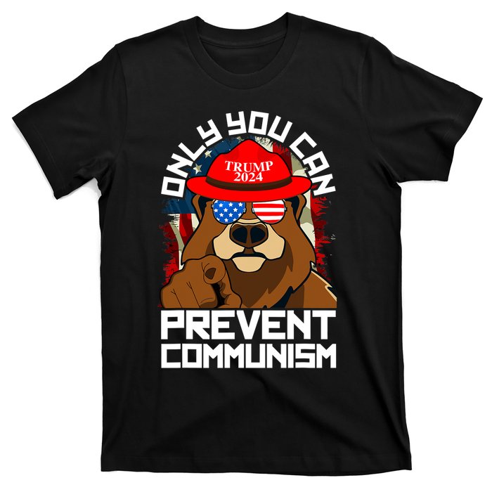 Trump Bear 45 47 MAGA 2024 Only You Can Prevent Communism T-Shirt