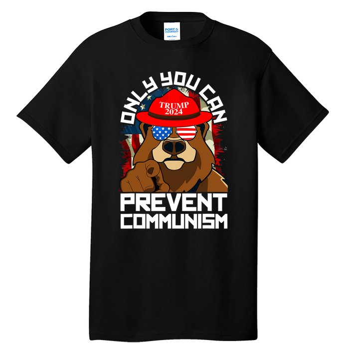 Trump Bear 45 47 MAGA 2024 Only You Can Prevent Communism Tall T-Shirt