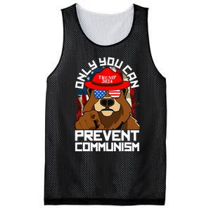 Trump Bear 45 47 MAGA 2024 Only You Can Prevent Communism Mesh Reversible Basketball Jersey Tank