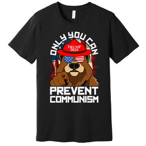 Trump Bear 45 47 MAGA 2024 Only You Can Prevent Communism Premium T-Shirt