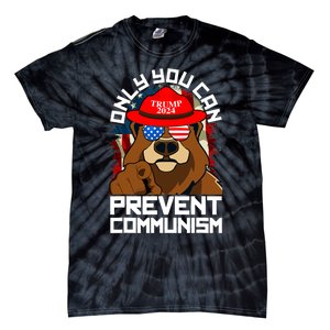 Trump Bear 45 47 MAGA 2024 Only You Can Prevent Communism Tie-Dye T-Shirt