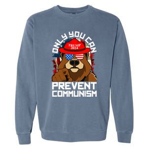 Trump Bear 45 47 MAGA 2024 Only You Can Prevent Communism Garment-Dyed Sweatshirt