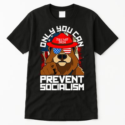 Trump Bear 45 47 MAGA 2024 Only You Can Prevent Socialism Tall T-Shirt
