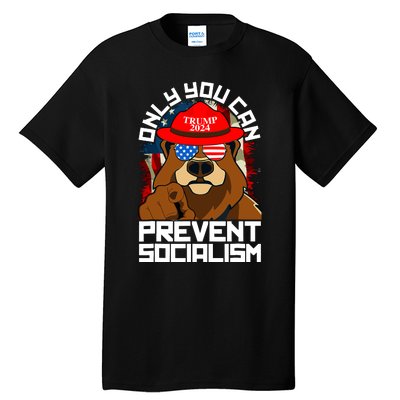 Trump Bear 45 47 MAGA 2024 Only You Can Prevent Socialism Tall T-Shirt