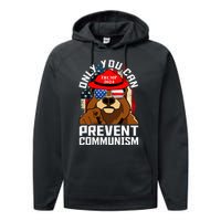 Trump Bear 45 47 MAGA 2024 Only You Can Prevent Socialism Performance Fleece Hoodie